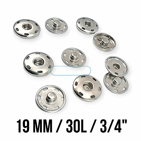 19 mm 30 L 3/4" Sew-On Snap Button Brass Stainless ERD190PR