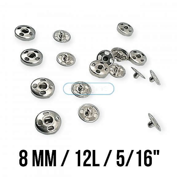 Dikme Çıtçıt Düğme 8 mm 12 boy Dört Delikli Pirinç Paslanmaz ERD080PR4