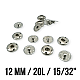 Sew-On Snap Fasteners 12 mm 20L / 15/32" Brass Stainless ERD120PR4