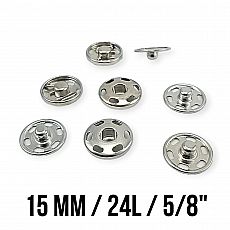 15 mm 24 L 5/8" Sew-On Snap Button Brass Stainless ERD150PR