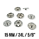 15 mm 24 L 5/8" Sew-On Snap Button Brass Stainless ERD150PR