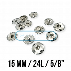 Sew-On Snap Button 15 mm 24 L 5/8" Brass Stainless ERD150PR4