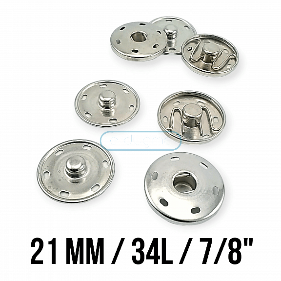 21 mm 34 L 7/8" Sew-On Snap Button Brass Stainless ERD210PR