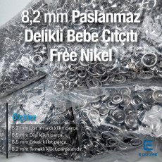 8 mm Klikıt Çıtçıt - Bebe Çıt Çıtı 1000 Adet Paslanmaz ERBCLK0008P