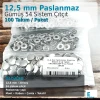 12.5 mm / 0.49 in Stainless Silver 54 System Snap Fasteners, 100 Sets/Pack ERCA00125P
