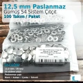 Çıtçıt Düğme 54 Sistem 12,5 mm Hafif Bombeli Paslanmaz Gümüş Çıtçıt 100 Takım ERCA00125P