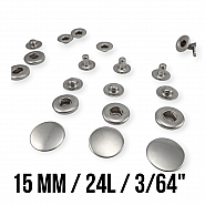 Snaps Fasteners 19/32" Stainless Alpha 15 mm 24L  Set Of 4 ERCA0015P