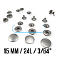 Snaps Fasteners 19/32" Stainless Alpha 15 mm 24L  Set Of 4 ERCA0015P