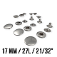 Snaps Fasteners 11/16" Stainless Alpha 17 mm 27L  Set Of 4 ERCA0017P