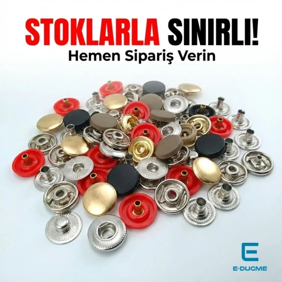 Alfa S 15 mm Plastik Çıtçıt 54 Sistem Pirinç 4 lü Takım ERCAS0015PL