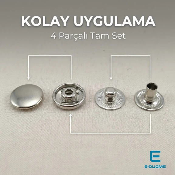 Alfa S 15 mm Plastik Çıtçıt 54 Sistem Pirinç 4 lü Takım ERCAS0015PL