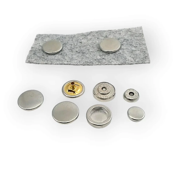 15 mm Çıft Taraflı Mont Çıtçıt Düğme Düz Para Tipi Pirinç Deluxe Serisi PR150R200CFT