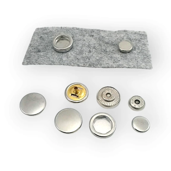 15 mm Çıft Taraflı Mont Çıtçıt Düğme Düz Para Tipi Pirinç Deluxe Serisi PR150R200CFT