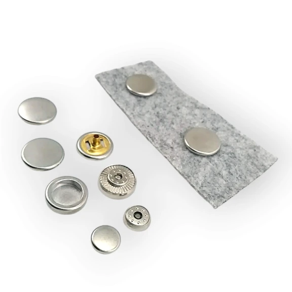 15 mm Çıft Taraflı Mont Çıtçıt Düğme Düz Para Tipi Pirinç Deluxe Serisi PR150R200CFT