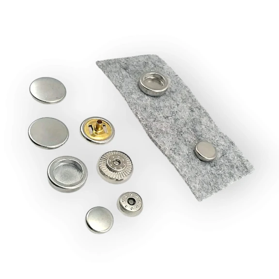 15 mm Çıft Taraflı Mont Çıtçıt Düğme Düz Para Tipi Pirinç Deluxe Serisi PR150R200CFT