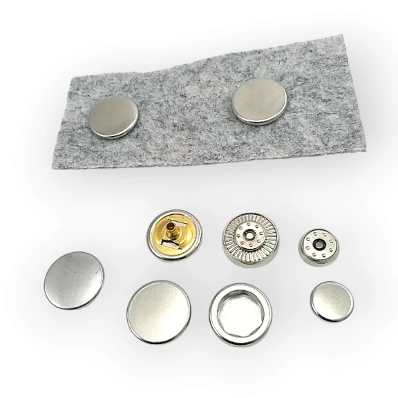 15 mm Çıft Taraflı Mont Çıtçıt Düğme Düz Para Tipi Pirinç Deluxe Serisi PR150R200CFT