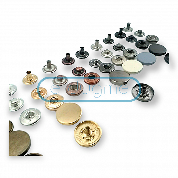 Snaps Fasteners 31/64" Coin Type Flat 12,5 mm 20L Zamak Set of 4 ERC0125ZMK