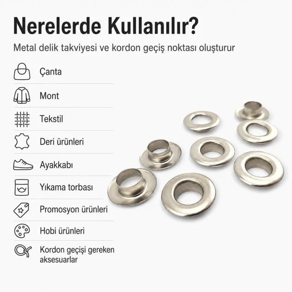 10 mm Inner Diameter Stainless Metal Eyelet Capsule for Textile and Leather Projects, 500 pcs Pack