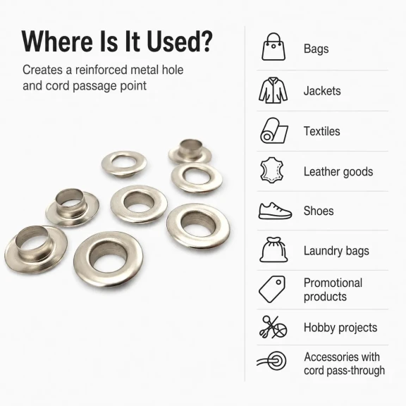 10 mm Inner Diameter Stainless Metal Eyelet Capsule for Textile and Leather Projects, 500 pcs Pack