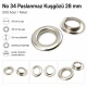 Kuşgözü No 34 Paslanmaz 28 mm ER0034P, yüksek kaliteli metal kuşgözü, tekstil, deri, çanta ve ayakkabı projeleri için ideal