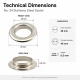 Kuşgözü No 34 Paslanmaz 28 mm ER0034P, yüksek kaliteli metal kuşgözü, tekstil, deri, çanta ve ayakkabı projeleri için ideal