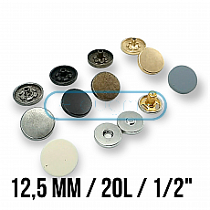 Magnetic Snap Fastener 12.5 mm Set of 4 Flat Zamak ERMK0125ZMK12