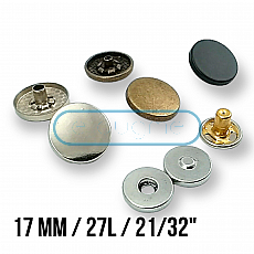 Magnetic Snap Fastener 17 mm Set of 4 Flat Zamak ERMK018ZMK17