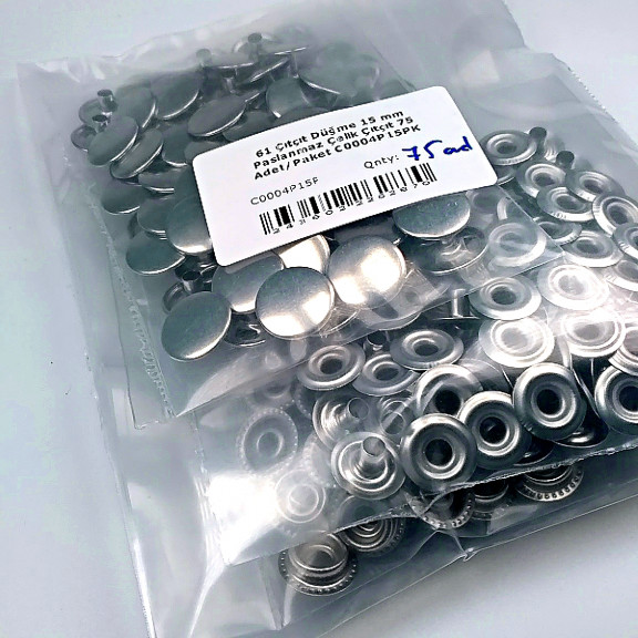 61 Snap Fasteners 15 mm Stainless Steel Snap Fastener 75 Pcs/Pack C0004P15PK