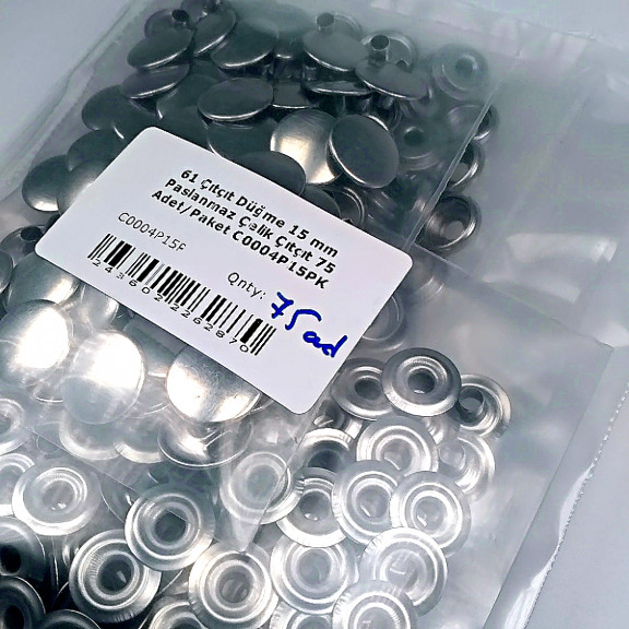 61 Snap Fasteners 15 mm Stainless Steel Snap Fastener 75 Pcs/Pack C0004P15PK
