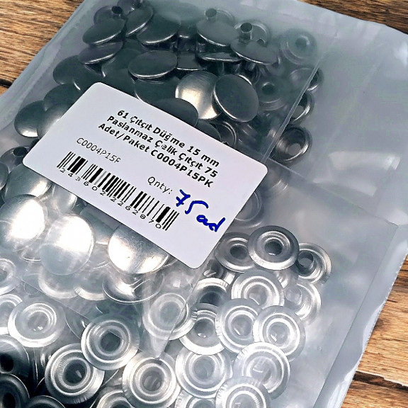 61 Snap Fasteners 15 mm Stainless Steel Snap Fastener 75 Pcs/Pack C0004P15PK