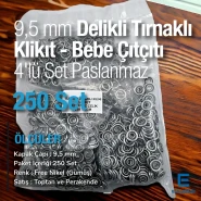 Bebe Çıtçıtı 9,5 mm Paslanmaz Delikli Klikıt Çıtçıt 250 Adet/Pk C0095DPPK