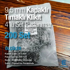 Bebe Çıtçıtı 9,5 mm Paslanmaz Kapaklı Klikıt Çıtçıt 200 Adet/Pk C0095KPPK