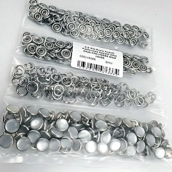 9,5 mm Prong Snaps Fastener Baby Pearlescent Snap Buttons 3/8" Stainless 100 Pcs/Pk C0095SPPK