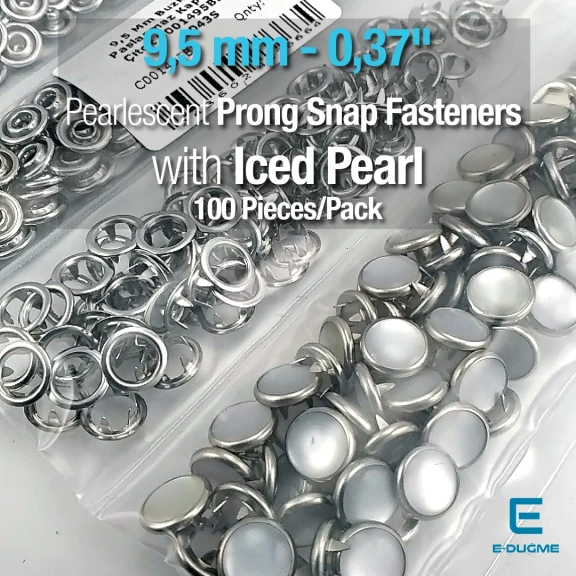 9,5 mm Prong Snaps Fastener Baby Pearlescent Snap Buttons 3/8" Stainless 100 Pcs/Pk C0095SPPK