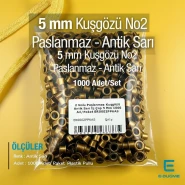 2 Nolu Paslanmaz Kuşgözü Antik Sarı İç Çap 5 mm 1000 Ad/Paket ER0002PPKAS