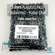 2 Nolu Paslanmaz Kuşgözü Eskitme Gümüş Renk İç Çap 5 mm 1000 Ad/Paket ER0002PPKKO