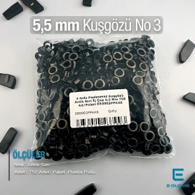 3 Nolu Kuşgözü Paslanmaz Antik Sarı İç Çap 5,5 mm 750 Ad/Paket ER0003PPKAS