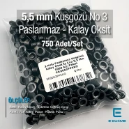3 Nolu Kuşgözü Paslanmaz Eskitme Gümüş İç Çap 5,5 mm 750 Ad/Paket ER0003PPKKO
