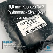3 No Kuşgözü Paslanmaz Siyah Oksit İç Çap 5,5 mm 750 Ad/Paket ER0003PPKSO