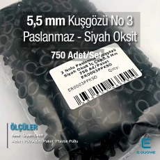 3 No Kuşgözü Paslanmaz Siyah Oksit İç Çap 5,5 mm 750 Ad/Paket ER0003PPKSO