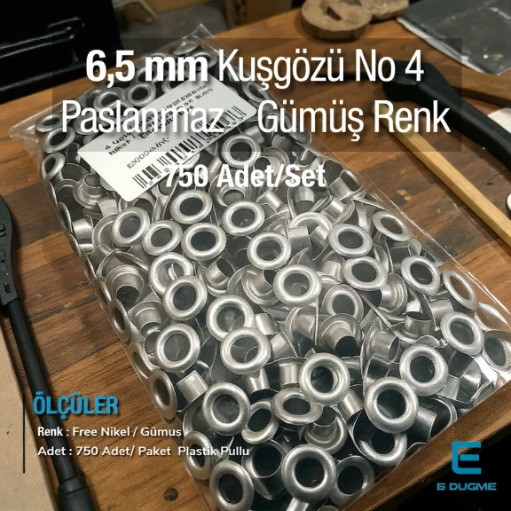 4 Nolu Kuşgözü Paslanmaz 6,6 mm 750 Ad/Paket ER0004PPK