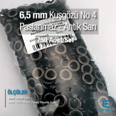 4 No Kuşgözü Antik Sarı Paslanmaz 6,5 mm 750 Ad/Paket ER0004PPKAS