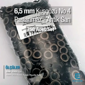 4 No Kuşgözü Antik Sarı Paslanmaz 6,5 mm 750 Ad/Paket ER0004PPKAS