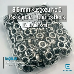 5 Nolu Kuşgözü Gümüş - Nikel Paslanmaz 8,5 mm 500 Ad/Paket ER0005PPK