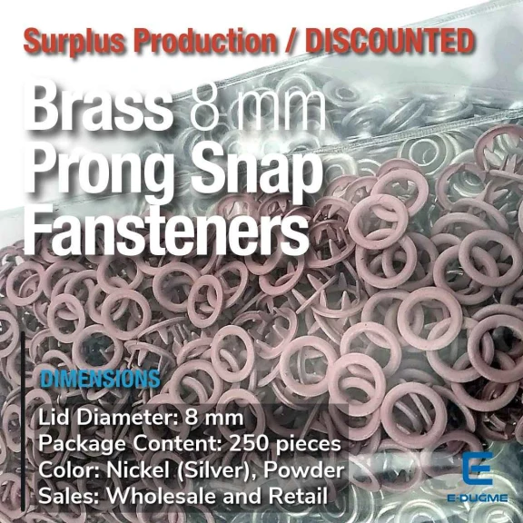 8 mm 0,31" Prong Snap Fasteners For Baby Clothes Powder Color 500 Pieces ERBCLK0008PMOR