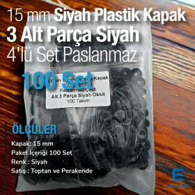 15 mm Plastik Çıtçıt Paslanmaz Alt Parça Takım 100 adet/pkt ERC0015PLPPK