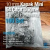 10 mm VT2 Mini 54 Paslanmaz Çelik Cüzdan Çıtçıtı 100 Takım ERC00P10PK