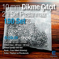 SewOn Snap fasteners 10 mm 16L / 25/64" Stainless Steel 150 Pcs/Pack ERD100PR4PK