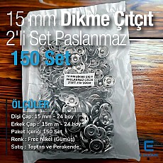 Sew Snap Button 15 mm 24L 5/8" Stainless Steel 150 Pcs/Pack Four Holes ERD150P4PK