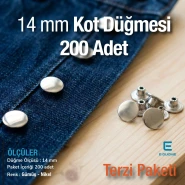 Kot Düğmesi 14 mm 22 Boy Paslanmaz 200 Adet/Paket ERK0140PPK